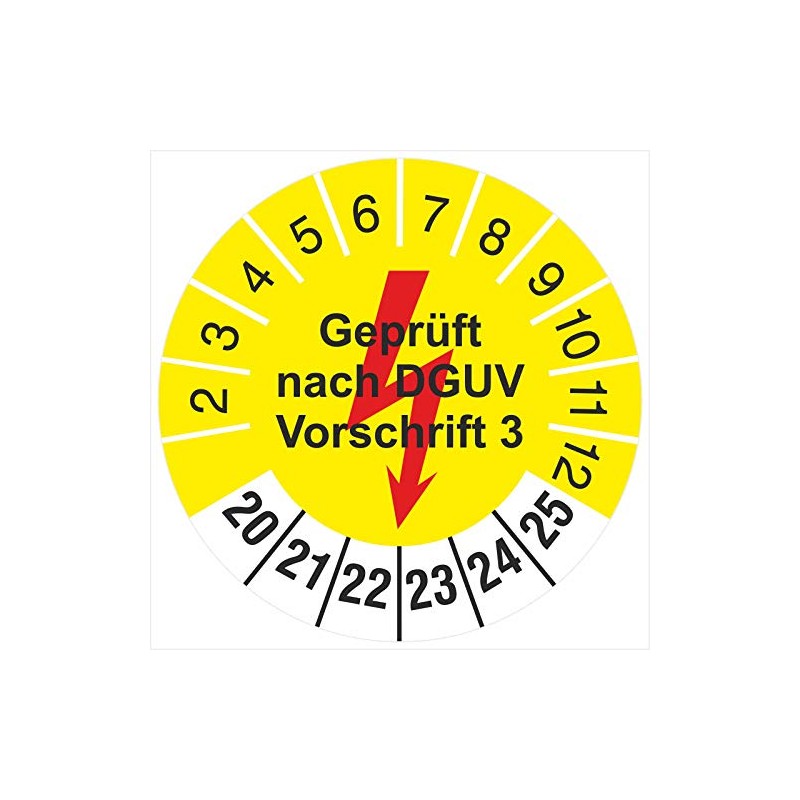 50 test labels, 18 mm, tested according to DGUV regulation