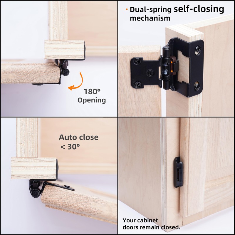 DecoBasics 20 Pack 1/2" Overlay Black Cabinet Hinges for Cabint