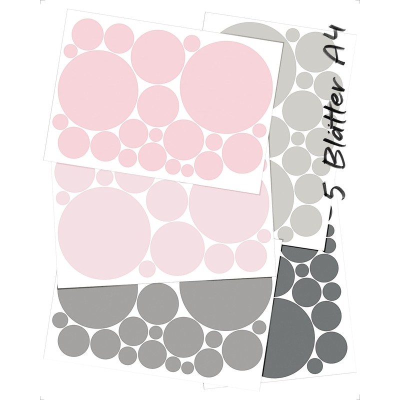 WANDfee Wall Sticker Dots I Pastel Pink Grey I Wall