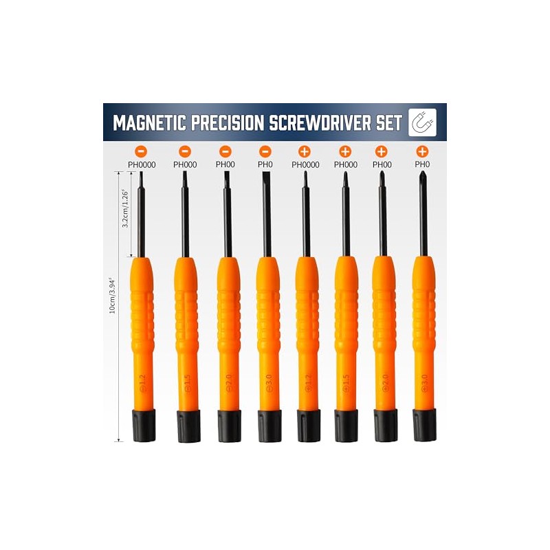 Precision Screwdriver Set with Magnetic Tips, 8-in-1 Multi-Function Screwdrivers, 4-in-1