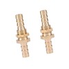 2 Pcs Brass Straight Barbed Hose Fitting Bulkhead Coupler Connector