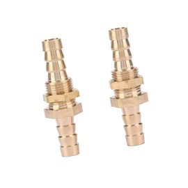 2 Pcs Brass Straight Barbed Hose Fitting Bulkhead Coupler Connector Fuel Tank Pipe Splicer for Water Oil Air Lines (8mm)
