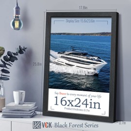 VCK 16x24 Poster Frame Set of 4 - Black, Gallery-Quality Wood Picture Frames, 1.1-Inch Wide Border, Polished Plexiglass, Vertical or Horizontal Wall Display for Photo/Art/Prints, Black