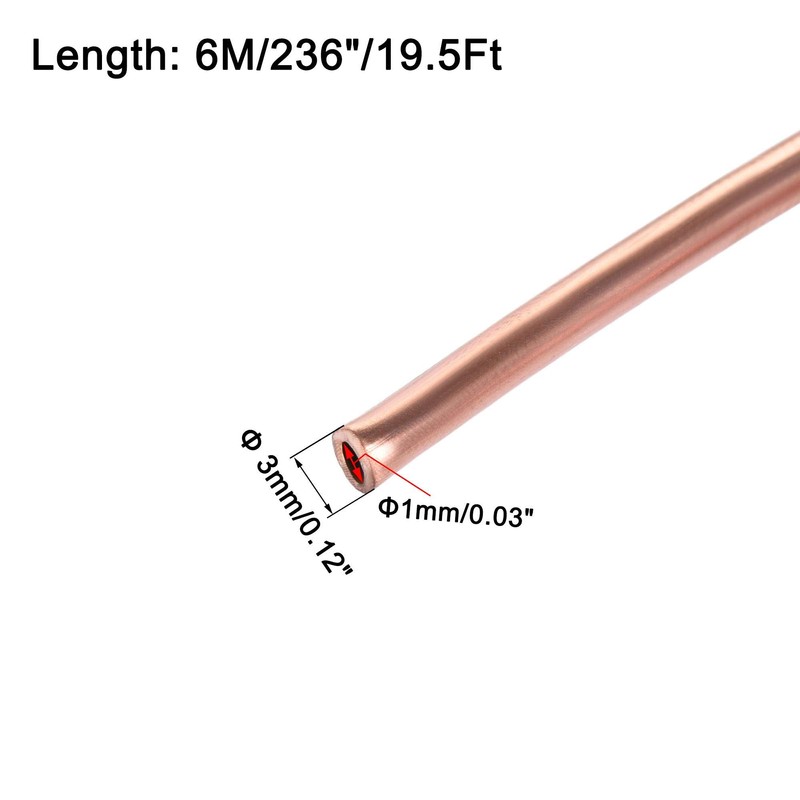 sourcing map Refrigeration Tubing 3mm OD x 2mm ID x