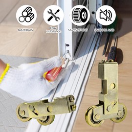 Hongbo 2Pcs Patio Door Rollers, 1-1/4 Inch Steel Ball Wheel Bearing, Adjustable Sliding Patio Door Rollers, Heavy-Duty Tandem Roller Assembly for Sliding Glass Doors, Screen Doors, Gates, and Windows