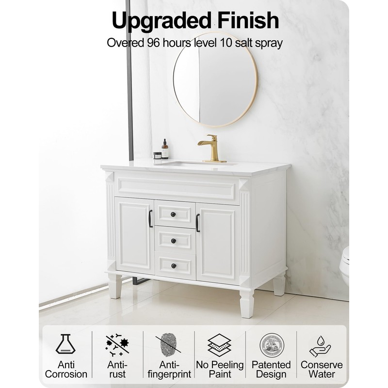 HOIGY Waterfall Faucet, Brass Gold Bathroom Faucet 1 Hole, 1