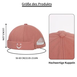 Minicloss Cotton Docker Cap, Adjustable Docker Cap Men Women Hat, Rolled Cuff Brimless Hat, Adjustable Harbour Hat, Cotton Docker Cap, Adjustable Docker Cap Men, Women Hat, pink