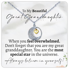 Love You This Much Great Granddaughter Moon and Back Necklace, Meaningful Keepsake Gift for Great Granddaughter, Birthday Great Granddaughter (Moon & Back Necklace, Great Granddaughter)