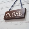 Open Wooden Sign (Width 9.4 inches (24 cm) Brown) Front