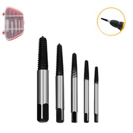 Professional Screw Extractor Set [5 Pieces Made of HSS 4241] - Left Extractor Set Professional, Extractor, Screw Extractor Tool, Left Driver Set, Screw Remover, Left Drill (5 Pieces)