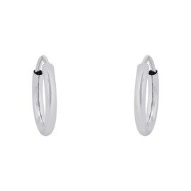 Amor Women's Creole Earrings 925 Sterling Silver with Synthetic Zirconia Silver Comes in Jewellery Gift Box, Silver, No Gemstone