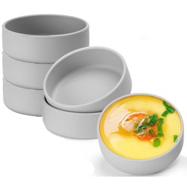 6 Pack Silicone Air Fryer Egg Molds, Individual Egg Pan Microwave Egg Cooker Eggwich Egg Bites Cups 6oz Small Prep Bowls for Kitchen Oven Microwave - Grey