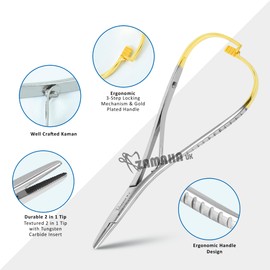 Mathieu Ligature Elastic Placing Pliers 5.5", Separator Placer, Orthodontic Pliers, Orthodontic Lace Back Tightener ZAMAHA UK (Mathieu with Tungsten Carbide Insert)