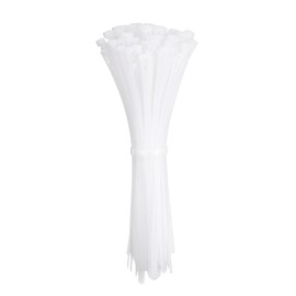HARFINGTON 100pcs Reusable Cable Zip Ties, Plastic Nylon Ties Wraps, 10-Inch / 250mm Self-Locking Wire Cord Electrical Management Zip-Ties for Home, Office, Outdoor Garden, 50LBS, White