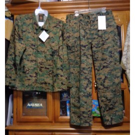 USGI USMC MARPAT Uniform WOODLAND SET Combat Shirt Pant LARGE SHORT  NEW WITH TAG