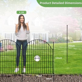 Blingluck Decorative Metal Garden Fence 10 Panels, 32in (H) x 23.6ft (L) No Dig Dog Fence Outdoor for Yard, Temporary Rustproof Metal Wire Rabbit Dog Garden Border Fencing for Patio