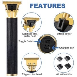 YOGINGO Professional Hair Trimmer for Men, Beard Trimmer Hair Clippers for Men, Cordless Rechargeable Hair Trimmer Metal Body Cutting Grooming Kit,Beard Shaver Barbershop