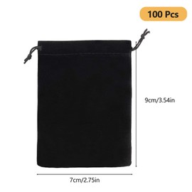 aleawol 100 Pcs Velvet Drawstring Bags 7x9cm Black Velvet Jewelry Pouches, Mini Velvet Gift Bags Candy Bags Wedding Party Favor Bags, Velvet Pouches for Jewellery Wedding Christmas