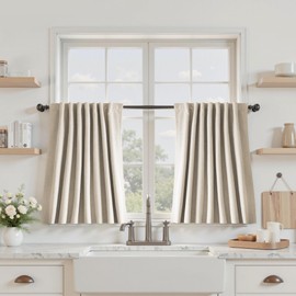 Blackout Curtains 24 Inch Long for Bedroom, Oatmeal 2 Panels Set