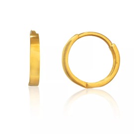 BestGoldShop Small 11mm Huggie Hoop Earrings Solid Real 14K Yellow Gold Great Gift Idea