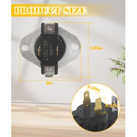 D504515 Dryer Cycling Thermostat L153-15F Fits For Alliance,Speed Queen,Cissell,Huebsch,Ipso,Unimac Washer-Dryer Combinations,Replaces AP6285124,504515