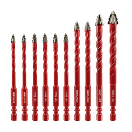 FOCSTOL Serrated Masonry Drill Bit Set 10pcs - High-Strength Eccentric Twist Drill Bit for Wood Plastic Masonry Ceramic Tile Concrete Marble 3/16''-1/2''