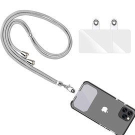 GUANGUAN Smartphone Strap, Shoulder Strap, Neck Strap, Shoulder Strap, Adjustable Length, Tag Patch, Set of 2, Neck Strap, Compatible with All Smartphones, Fall Prevention, Gray