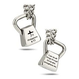 Women's Stainless Steel Cross Fit Kettlebell Necklace- Philippians 4:13