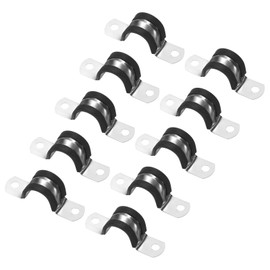 M METERXITY 10-Pack Cable Clamps, 7/8 Inch/ 22 mm 304 Stainless Steel Rubber Cushioned Insulated Cable Clamp U Shape Metal Holder for Tube/Wire/Pipe/Loop Installation