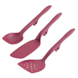 Rachael Ray 47916 3-Piece Lazy Tool Nylon Slotted Turner Set, Burgundy