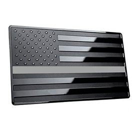 US Black Flag Auto Car Fender Emblem for Cars Trucks Laptop Walls (5"x3", Grey Line)