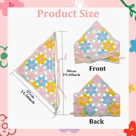XIMIZU Daisy Crochet Bandanas Headscarf, Women Hair Scarf Headband for Girls with Hair Pins (2 pcs/pack)