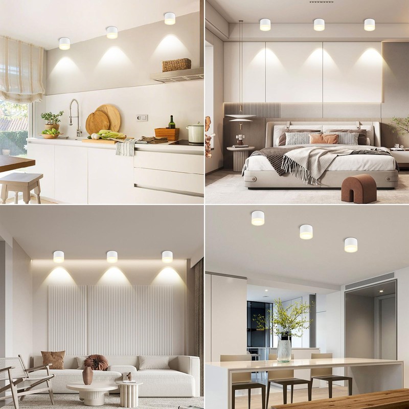 URing LED Surface-Mounted Spotlights, 3000 K Ceiling Spotlights, White, Includes