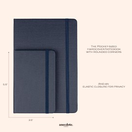 ANECDOTE. Small Notebook (2 Pack) - Premium Quality Pocket Journal for Writing Notes - Compact, Durable, Ideal Travel Journal for Notes & Lists - Expand Your Creative Potential! (Ink Blue)