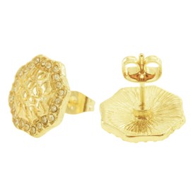 Cubic Zirconia Earrings Studs Gold nugget earrings for men Nugget earring Cookie Nugget Gold Plated Stud Earrings 14k Gold Plated Round Rough Textured Stud Earring For Women Unisex(M)