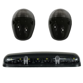 Fullux Black Lens LED Cab Roof Top Center Light with Pair Side Lamps fit Dodge Ram/Ford/Toyota/GMC Pickups Trucks SUV POV w/Cab Marker Lights Yellow Lights