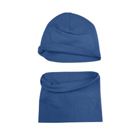 SWAUSWAUK Beanie Hat Kids Boys Baby 0-6 Years - Hat Scarf Set Boy for Autumn Winter Spring, Bright Indigo