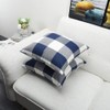 Artaimee Dark Blue and White Buffalo Check Plaid Throw Pillow