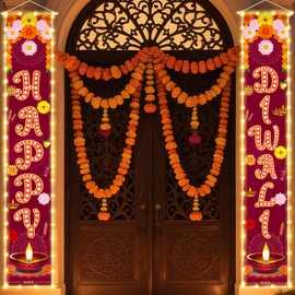 Diwali Decorations for Home Lighted Happy Diwali Porch Sign Banners for Deepavali Celebration Wall Door Indoor Outdoor Party Decor Decoration Ornaments