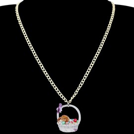 WEVENI Acrylic Easter Eggs Basket Bunny Hare Jewelry Set Rabbit Earrings Necklace Pendant Gifts for Women, Acrylic, No Gemstone
