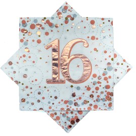 Oaktree Sparkling Fizz 16th Rose Gold 33cm x 33cm 3-ply Napkins 16pcs