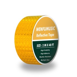 WENFUMNUSIC Reflective Tape 2" x40ft Yellow, DOT-C2 Waterproof Reflective Stickers & Reflector Tape with Strong Adhesive for Trucks, Trailers, Motorcycles, Bikes, Outdoor Safety