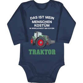 Shirtracer - Baby Carnival and Fancy Dress Costume - Das ist Mein Menschensch Costume in REAL Bin ich ein Traktor - Baby Bodysuit Long Sleeve, 1 Navy Blue, 12-18 Monate