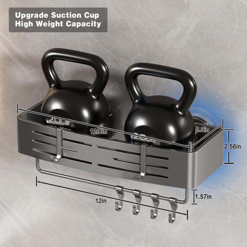 Voldra Shower Caddy Suction Cup, 2 Pack Shower Shelves for