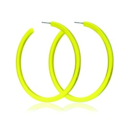 80's 90's Neon Lime Green Hoop Earrings for Women Y2k Jewelry Gift (lime yellow)