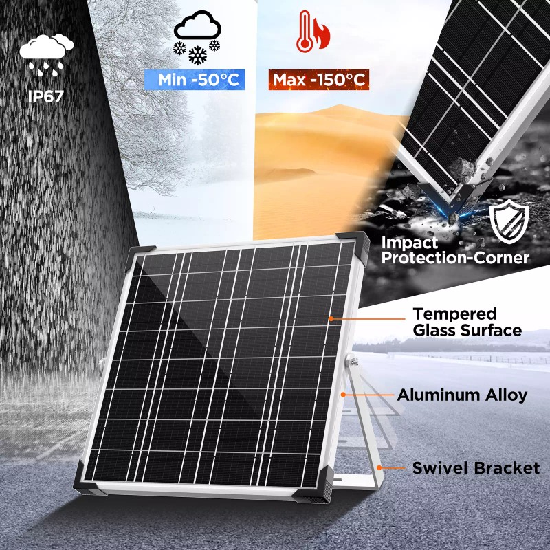 VOLTSET Solar Battery Trickle Charger 20W 12V Solar Panel Maintainer