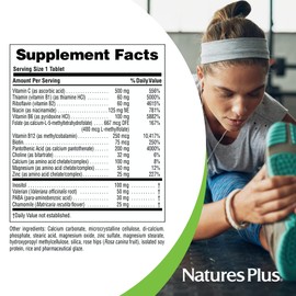 NaturesPlus Mega-Stress Complex, Sustained Release - 90 Vegetarian Tablets - B Complex, Vitamin C Supplement, Chamomile & Herbs - Gluten-Free - 90 Servings