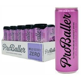 ProBaller Ultra Premium Zero Sugar Energy Drink - Natural & Clean NSF Certified Sport Drink with Amino Acids, Taurine, Biotin, Vitamin B 12 Methylcobalamin, & Electrolytes - 15 Pack - Wild Berry