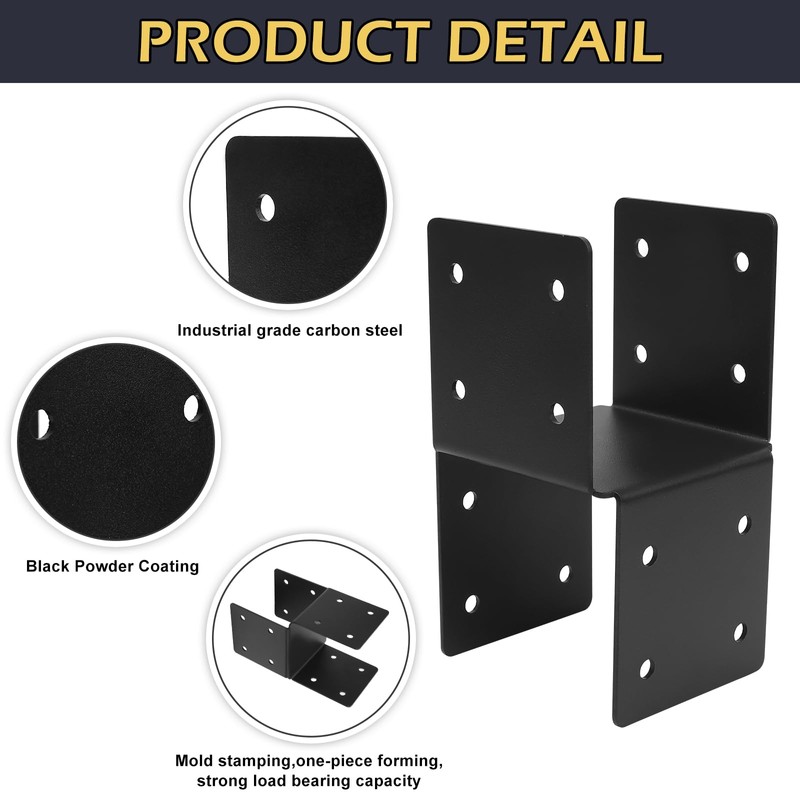 4 Pcs Deck Post Caps Tie Brackets, 4x4 Base Steel