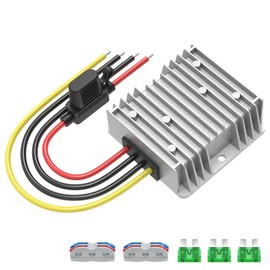 Kzreect 12V 20A 240W Step Down Converter, DC 17-55V to DC 12V Voltage Reducer, Voltage Regulator Transformer with Fuses Holder, Wire Terminals for Golf Cart Club Car Truck Vehicle, 14AWG Wire